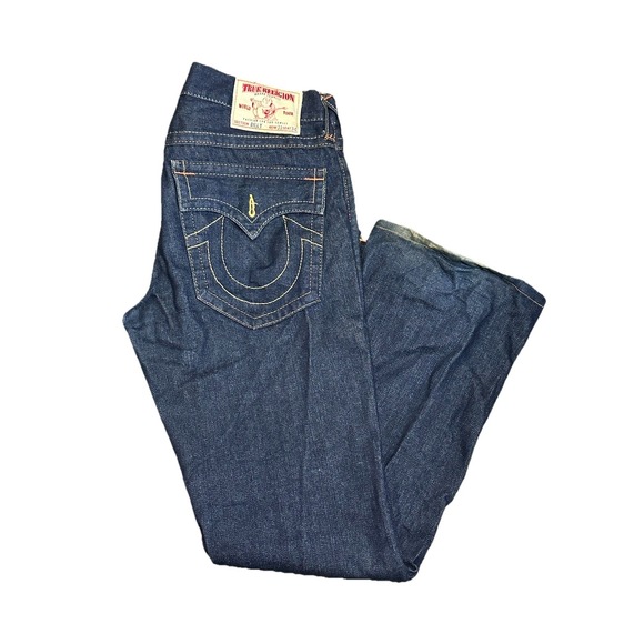 TRUE RELIGION Billy Jeans Men's 33x33 Flap Pockets 100% Cotton Dark Denim USA - Picture 1 of 7
